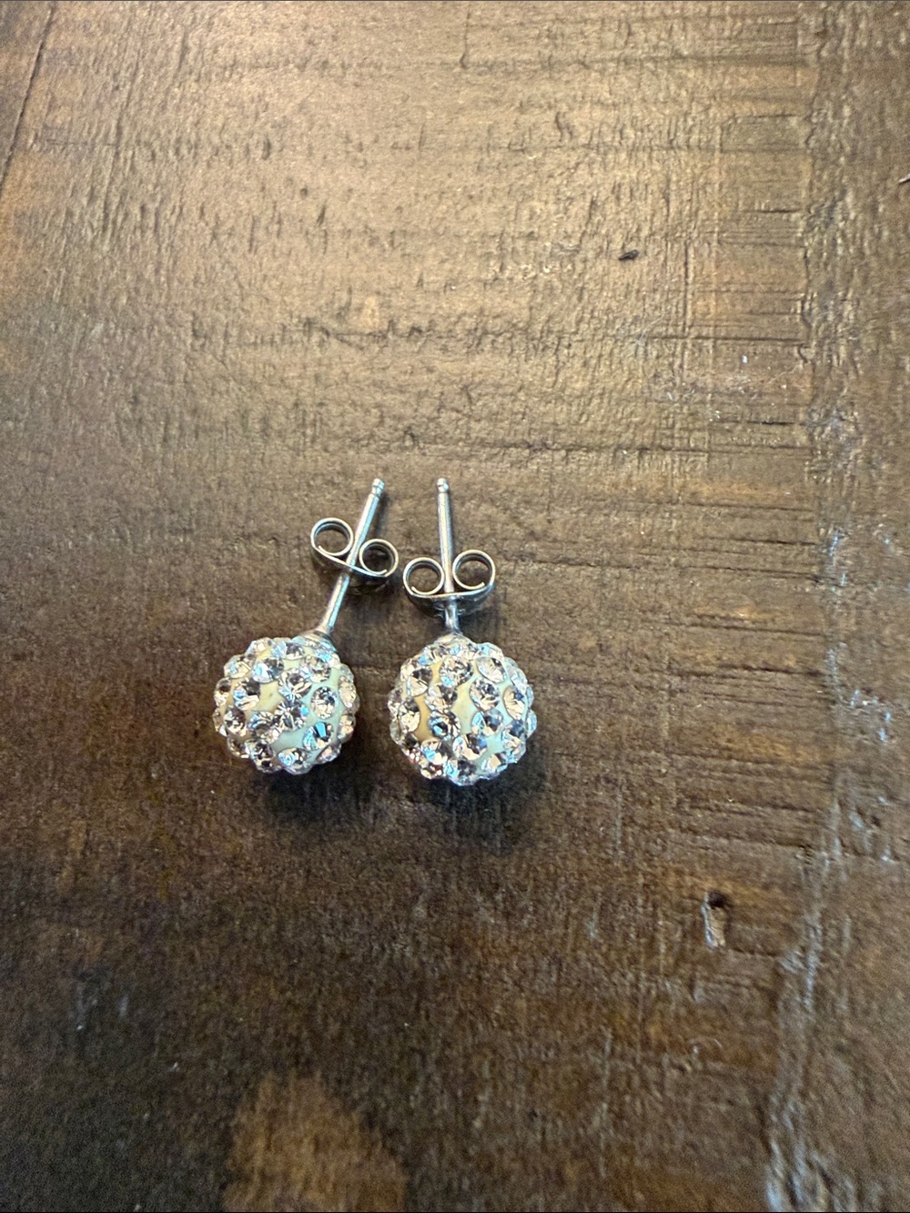 Sparkling Crystal Ball Stud Earrings - Silver Tone